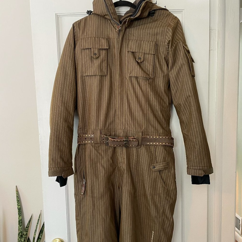 Orage Women's Oneside Pinstriped Snow Suit with Utility Screwdriver Belt